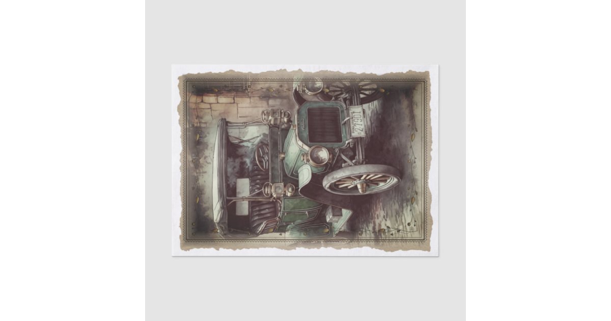 Victorian Vintage Car Decoupage Tissue Paper | Zazzle
