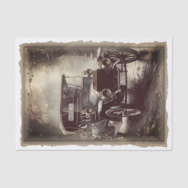 Victorian Vintage Car Decoupage Tissue Paper | Zazzle