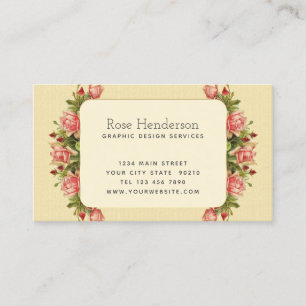 Victorian Vintage Catherine Klein Pink Roses Business Card