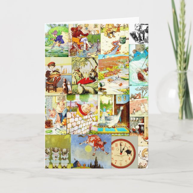 Victorian Vintage Childrens Nursery Rhymes Montage Card (Front)