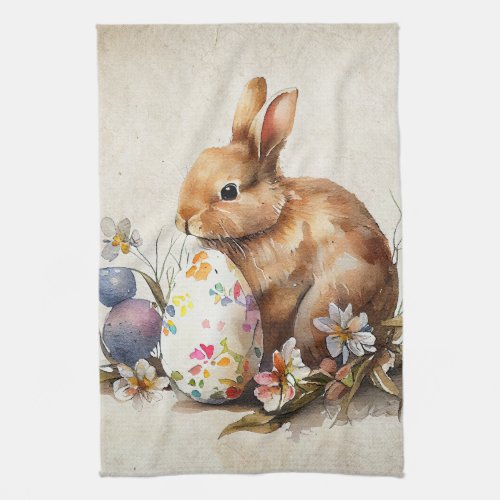 Victorian vintage Easter Bunny   flowers Kitchen  Kitchen Towel