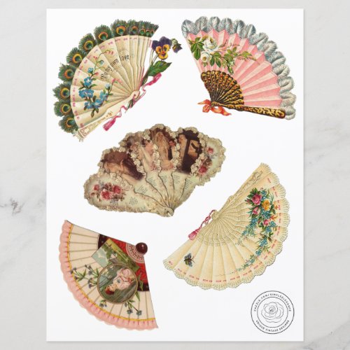 Victorian Vintage Fans Cutouts Scrapbook Paper