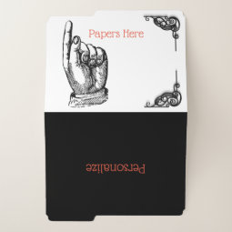Victorian vintage finger pointing hand file folder | Zazzle