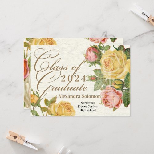 Victorian Vintage Floral 2024 Graduation Invitation