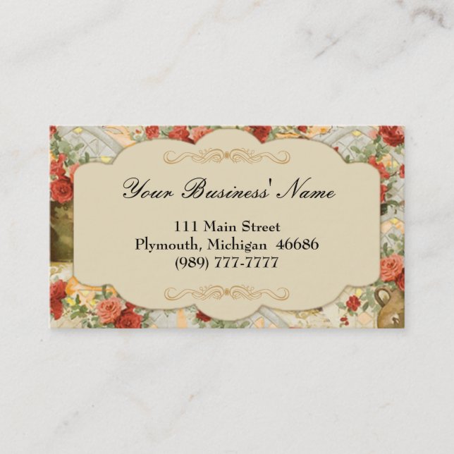 Victorian Vintage Floral Business Card (Front)