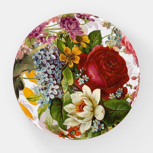 Victorian Vintage Floral Collage Paperweight (Front)