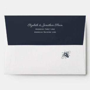 Victorian Vintage Floral Navy White Envelope