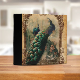 victorian vintage floral parisian peacock 3 ring binder