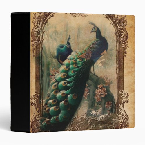 victorian vintage floral parisian peacock 3 ring binder