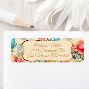 Victorian Vintage Floral Pattern Label