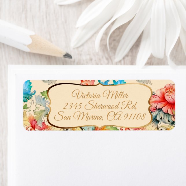 Victorian Vintage Floral Pattern Label (Insitu)