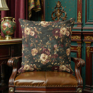 Victorian Vintage Floral Throw Pillow