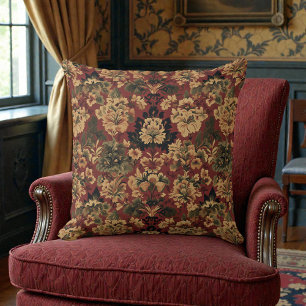 Victorian Vintage Floral Throw Pillow