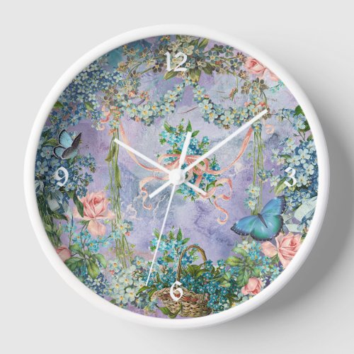 Victorian Vintage Forget_Me_Not Ephemera Clock