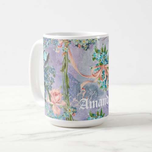 Victorian Vintage Forget_Me_Not Ephemera Coffee Mug