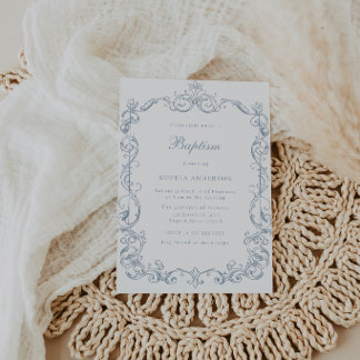 Victorian Vintage Frame Baptism Invitation
