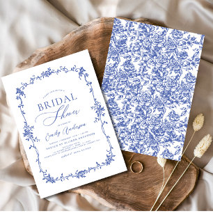 Victorian Vintage French Dusty Blue Bridal Shower Invitation