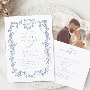 Victorian Vintage French Photo All In One Wedding Invitation