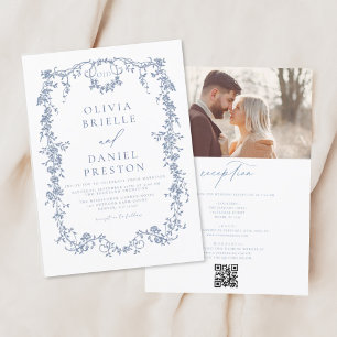 Victorian Vintage French Photo QR Code Wedding Invitation