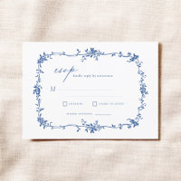 Victorian Vintage French RSVP Navy Blue Wedding