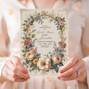 Victorian Vintage Garden Floral Bridal Shower Invitation