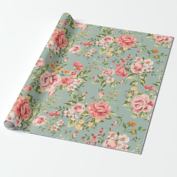 Victorian Vintage Garden Floral Pattern Wrapping Paper by UrHomeNeeds at Zazzle