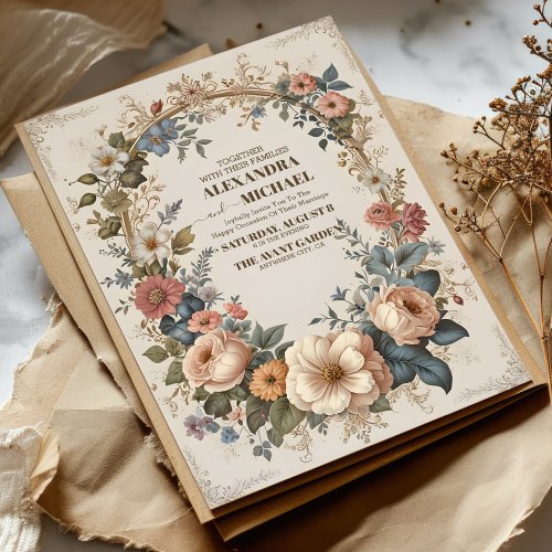 Victorian Vintage Garden Floral Wedding Invitation