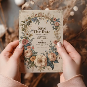 Victorian Vintage Garden Floral Wedding Save The Date