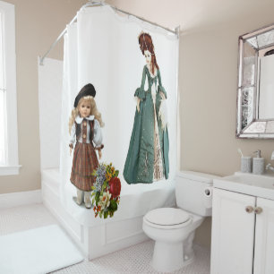 Victorian Vintage Girl Woman Floral Shower Curtain