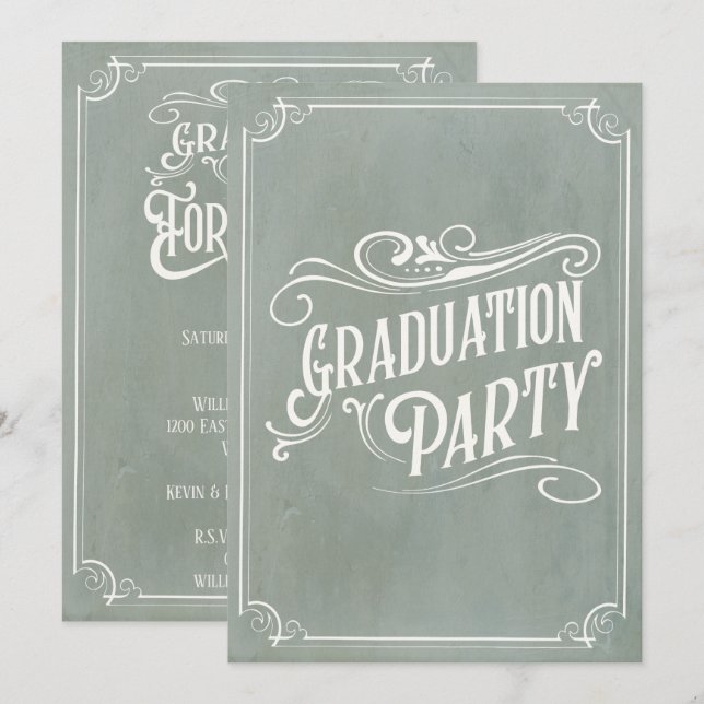 Victorian Vintage Graduation Invitation Grad Party (Front/Back)