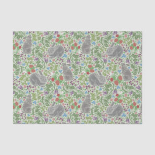 Victorian Vintage Gray Bunny Rabbit Eats Berry Tissue Paper