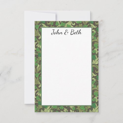 Victorian Vintage Green Ivy Growing on Trellis Thank You Card