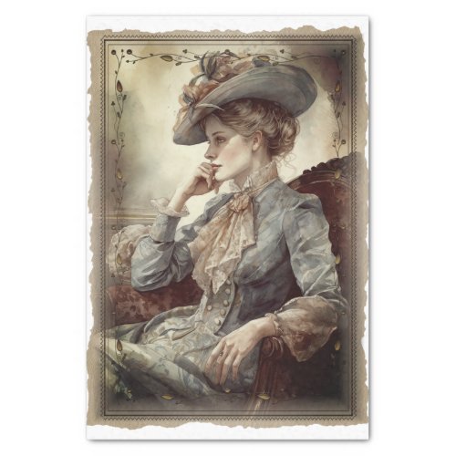 Victorian Vintage Lady Portrait Decoupage Tissue Paper