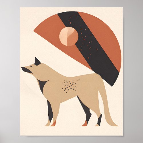 Victorian Vintage Minimalist Wolf And Moon Poster