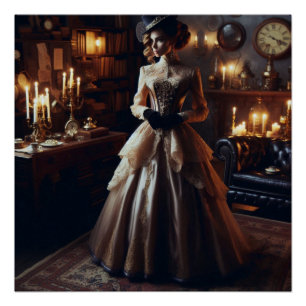 Victorian Vintage Mysterious Elegant Woman  Poster