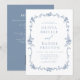 Victorian Vintage QR Code Blue Floral Wedding Invitation | Zazzle