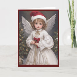 Victorian Vintage Retro Christmas Angel Holiday Card