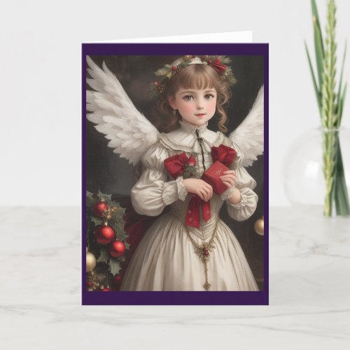 Victorian Vintage Retro Christmas Angel Holiday Card