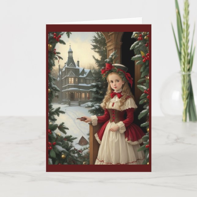 Victorian Vintage Retro Christmas Holiday Card (Front)