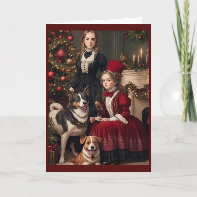 Victorian Vintage Retro Christmas Holiday Card (Front)