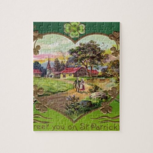 Victorian Vintage Retro Irish St Patricks Day Jigsaw Puzzle