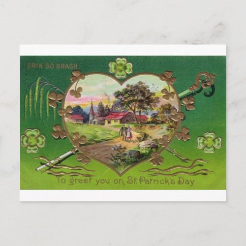 Victorian Vintage Retro Irish St Patricks Day Postcard