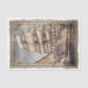 Victorian Vintage Sailing Ship Decoupage Tissue Paper