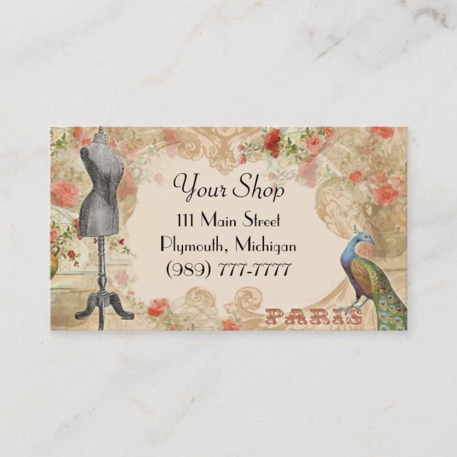 Victorian Vintage Seamstress Business Card (Front)