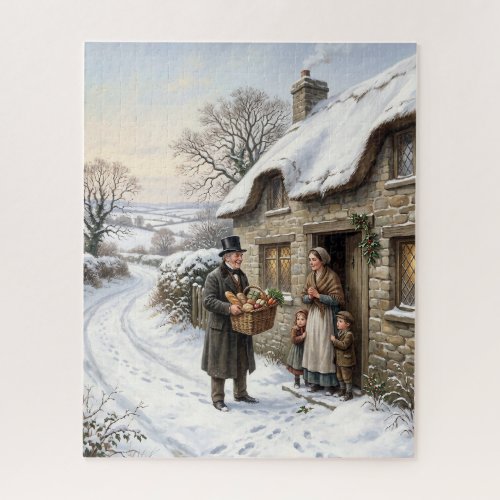 Victorian Vintage Snowy Village Christmas Jigsaw Puzzle
