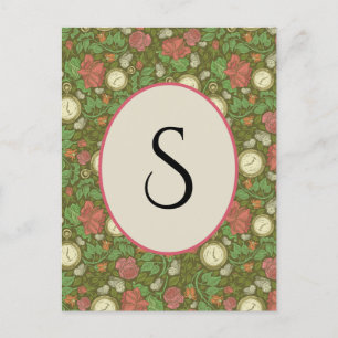 Victorian Vintage Steampunk Pocket Watch Roses Postcard