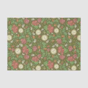 Victorian Vintage Steampunk Pocket Watch Roses Tissue Paper