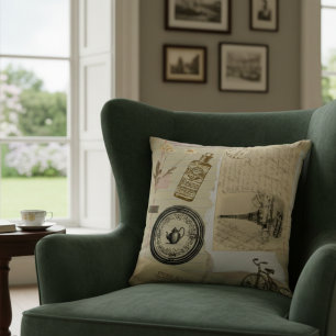 Victorian Vintage Stickers Pillow