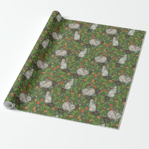 Victorian Vintage White Bunny Rabbit in Garden Wrapping Paper