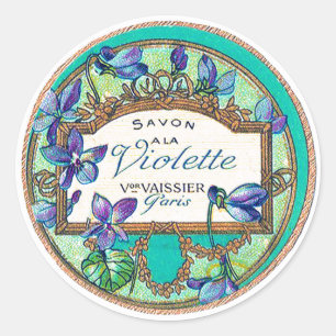 Victorian violet perfume purple teal gold vintage classic round sticker